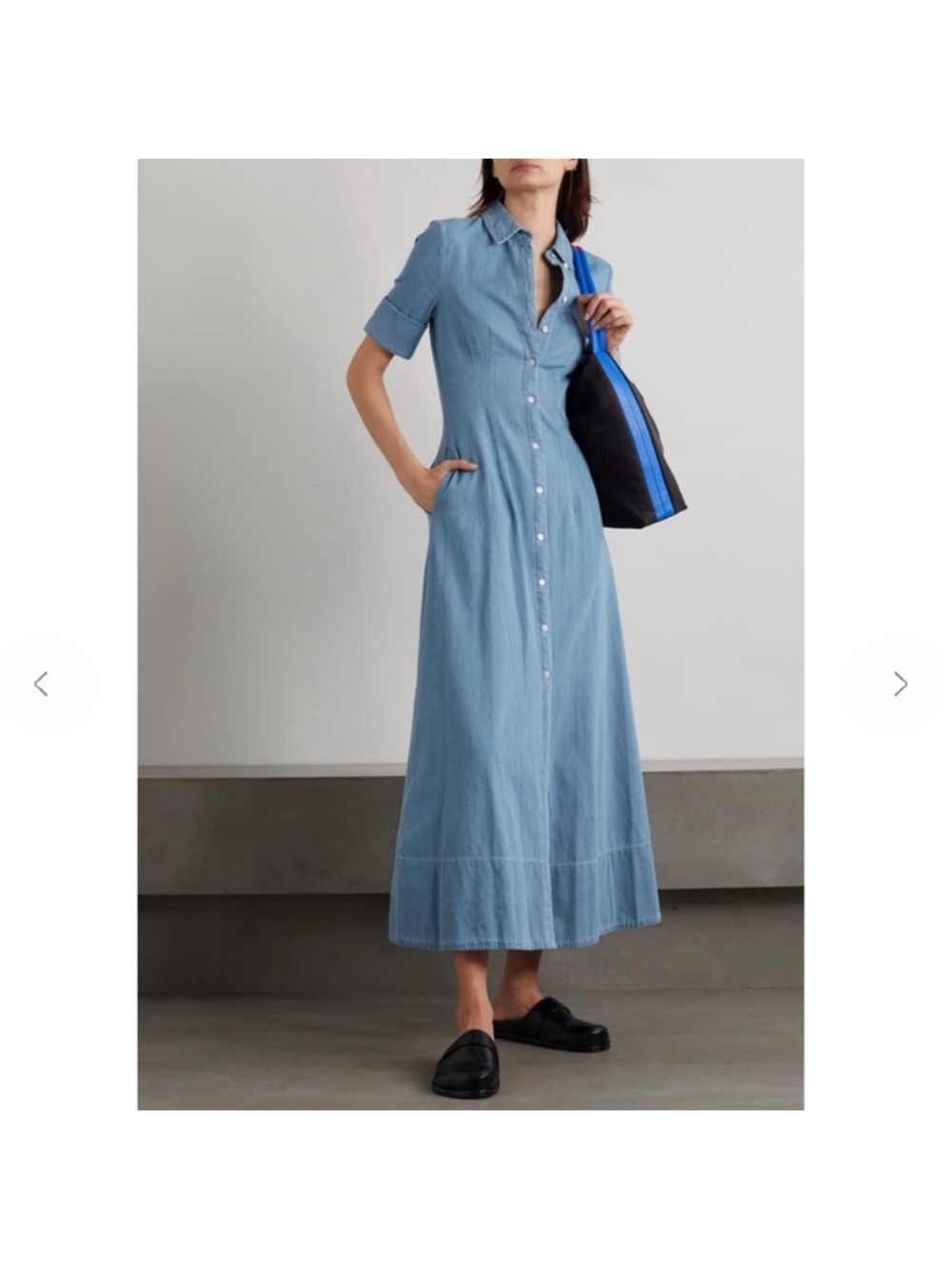 Staud Light Blue Button-Front Maxi Shirt Dress - Picture 2 of 11